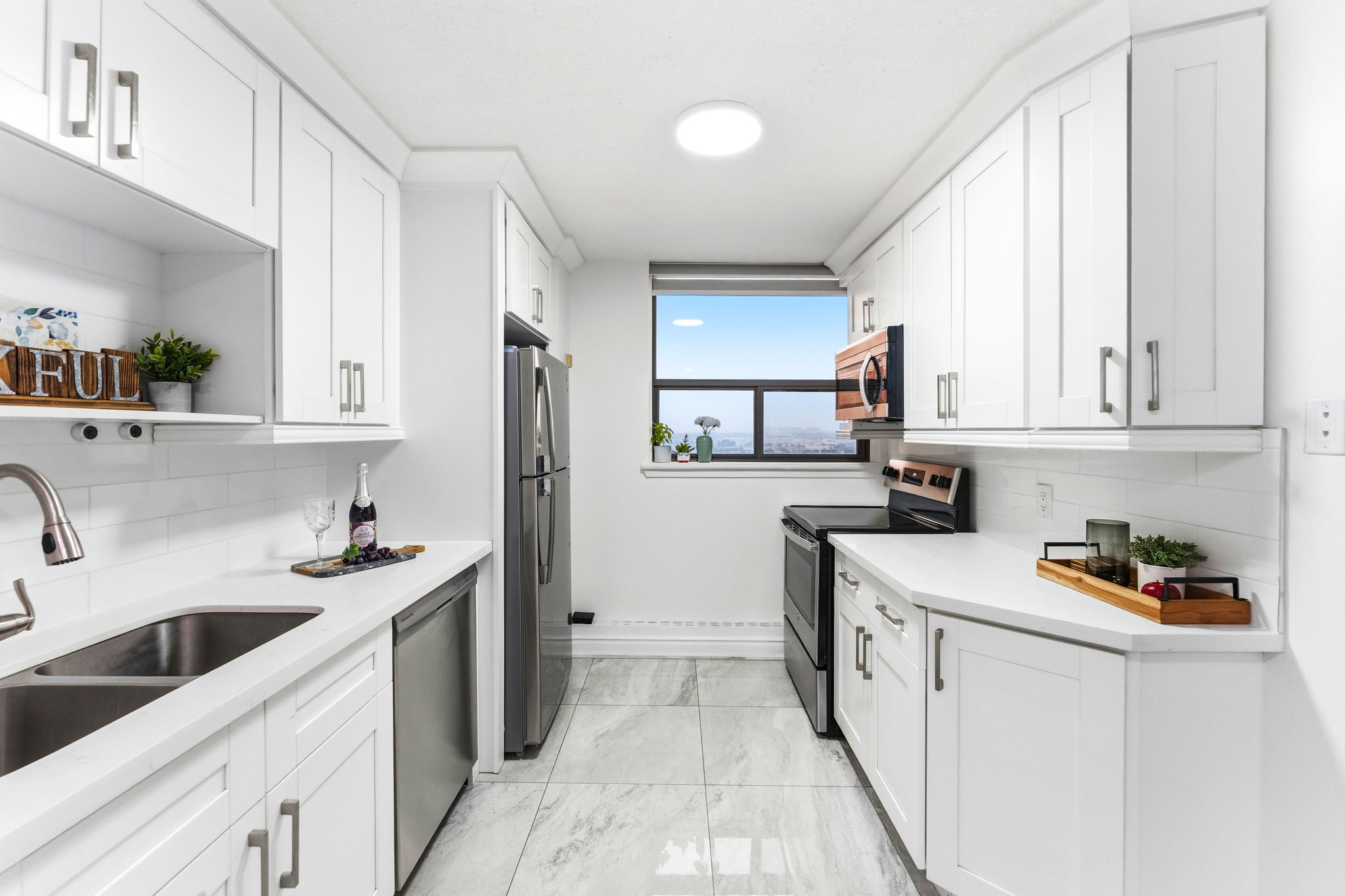 Kitchen with stainless steel appliances